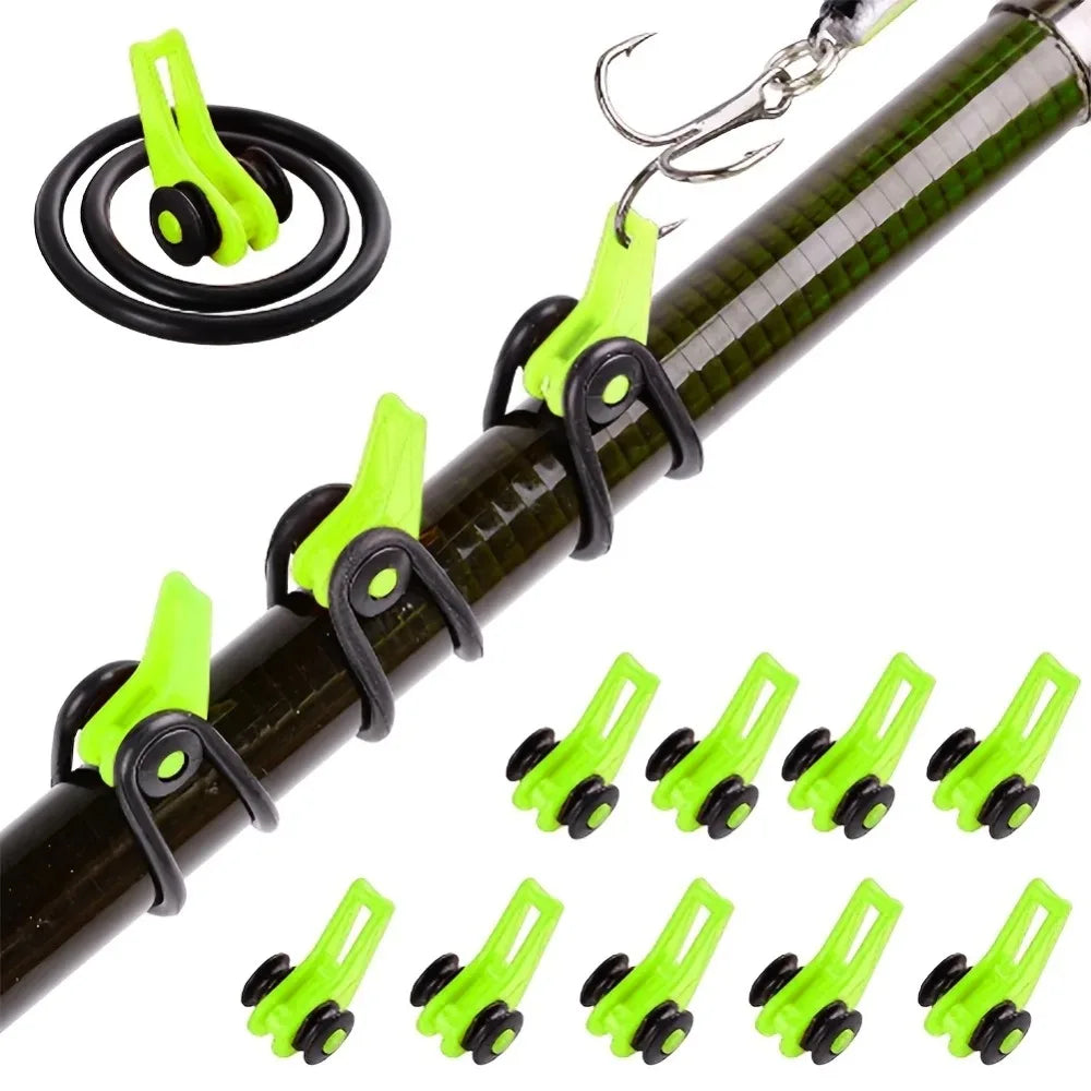 Ensemble universel de 10 attaches pour hameçons de pêche avec anneaux en silicone