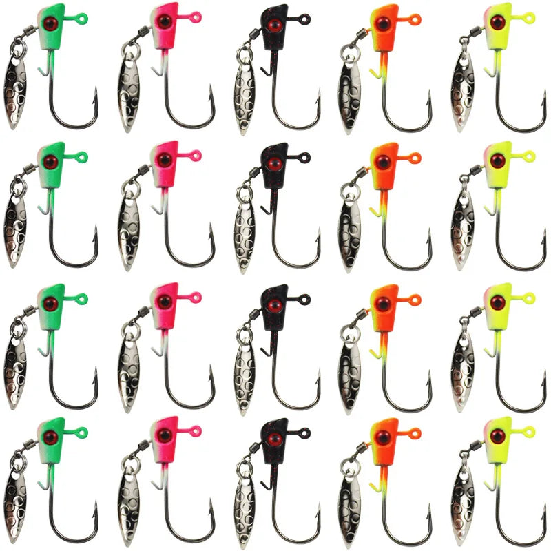 Kit de têtes plombées Underspin de qualité supérieure, hameçons à palette Willow multicolores pour leurres souples de type panfish