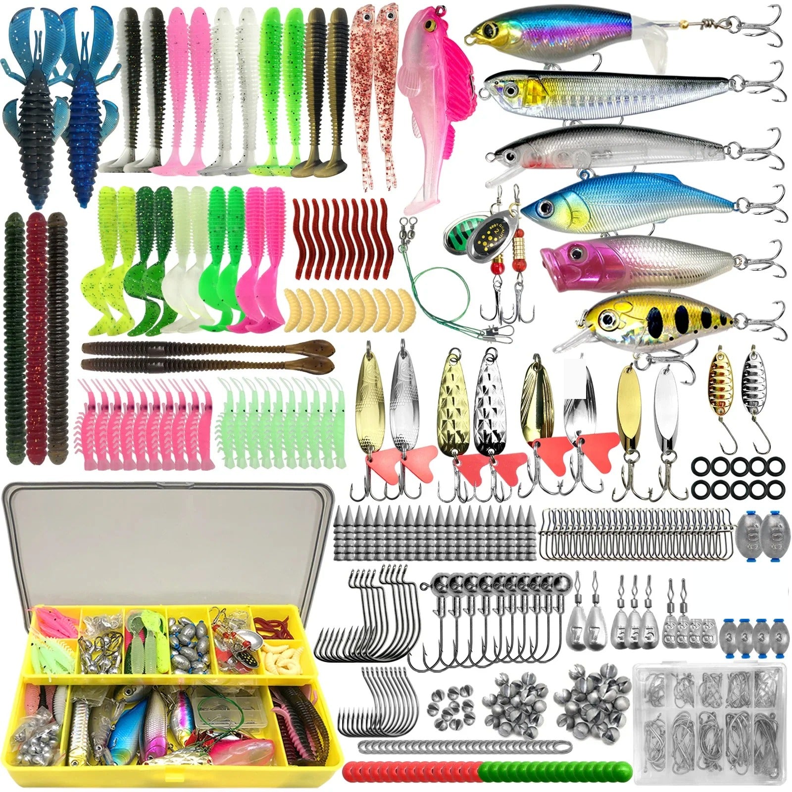 Kit de leurres de pêche professionnel multi-pièces et boîte à pêche à plusieurs compartiments