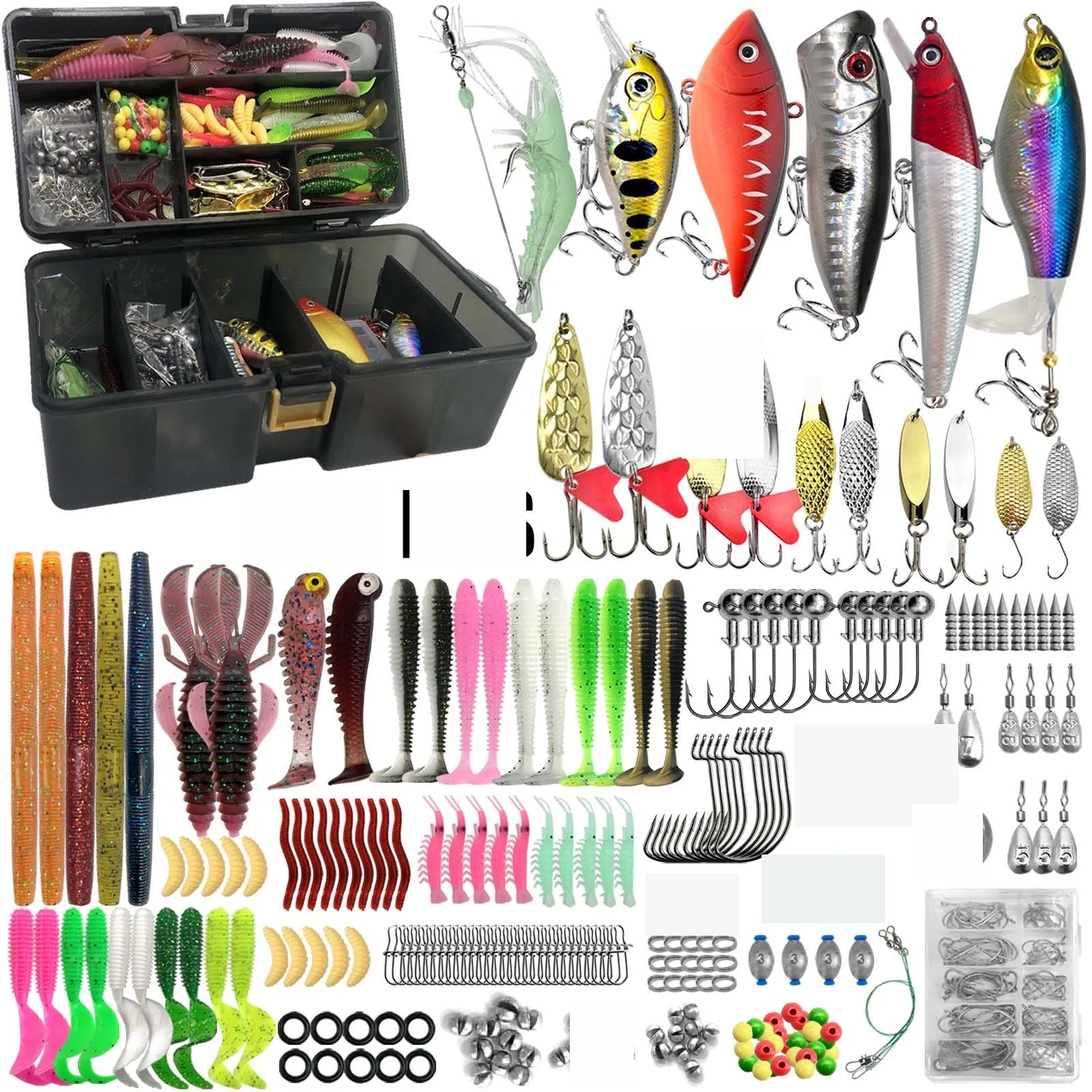 Kit de leurres de pêche professionnel multi-pièces et boîte à pêche à plusieurs compartiments Kit de leurres de pêche professionnel multi-pièces et boîte à pêche à plusieurs compartiments