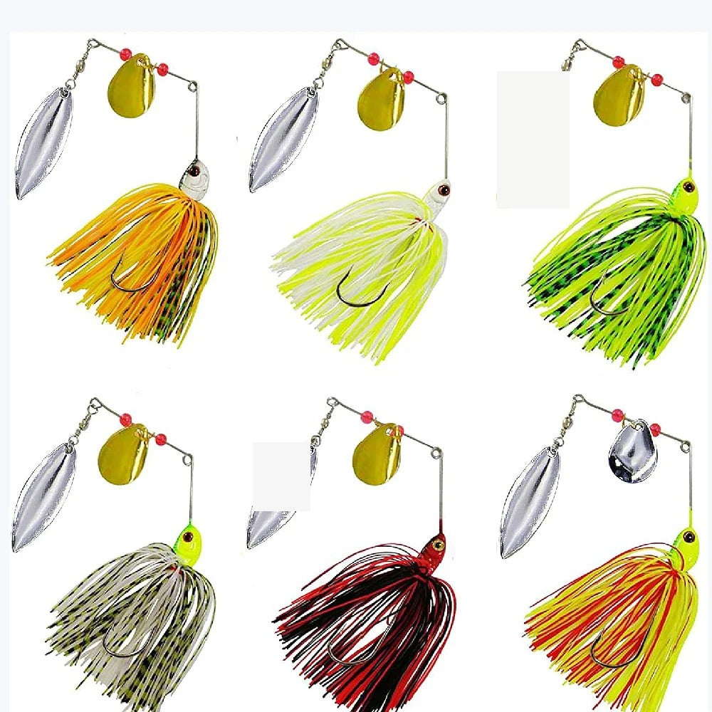 Ensemble polyvalent de 6 spinnerbaits – Leurres essentiels pour la pêche au bar et aux prédateurs dans toutes les conditions d'eau