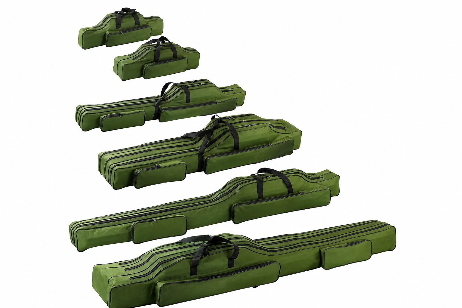 Sacoche de canne à pêche pliable et multifonctionnelle en tissu Oxford, étui de transport d'outils, 60-180 cm, vert