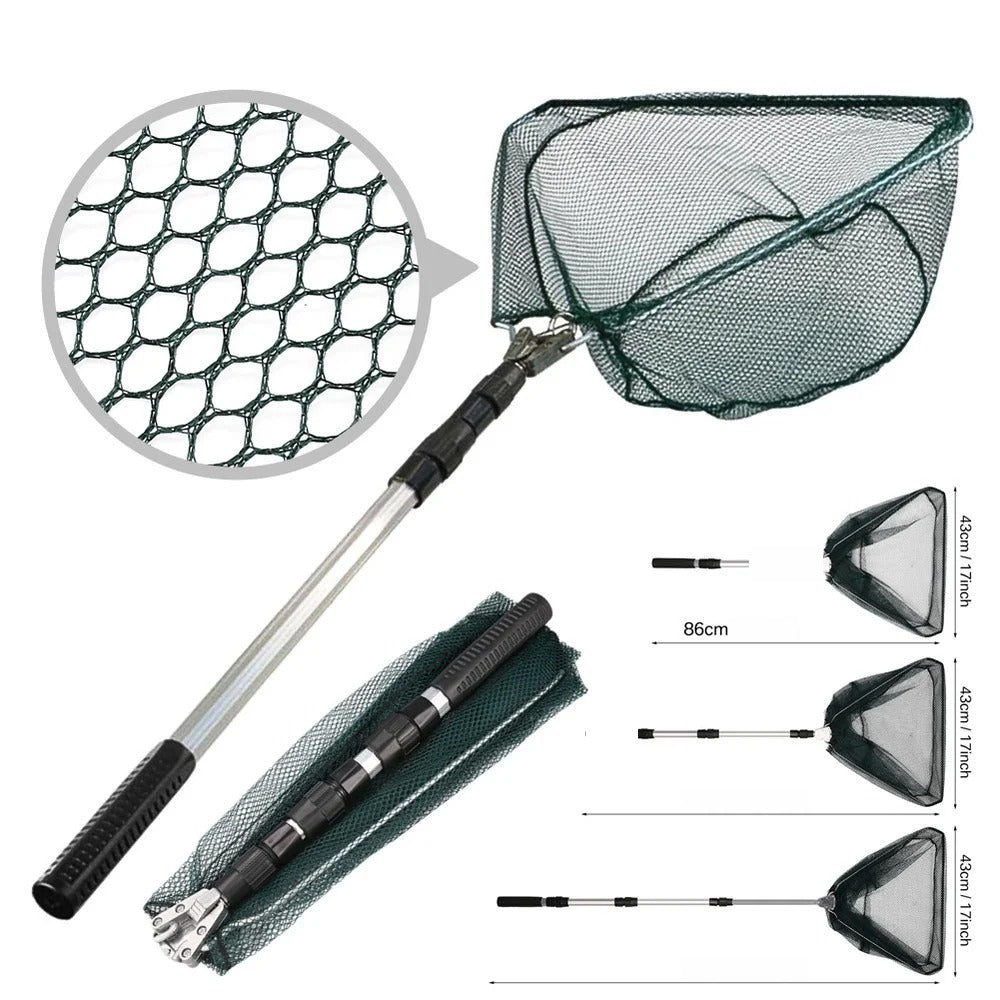 Épuisette de pêche - Filet télescopique pliable en alliage d'aluminium - Capture et remise à l'eau des poissons en toute sécurité