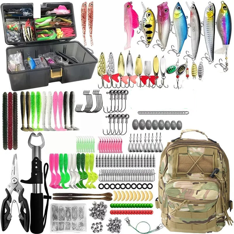 Kit de leurres 411 pièces – Boîte de pêche complète pour la truite, le brochet et le bar